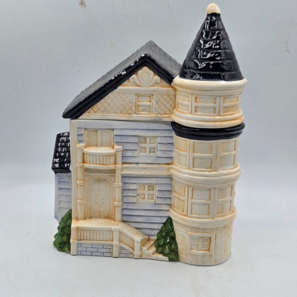 Vintage 1980s Otagiri Victorian House Cookie Jar Ceramic Hand Painted